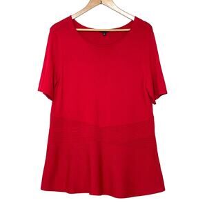 Talbots Size X (US 14-16) Women's Red Short Sleeve Round Neck Knit Sweater Top